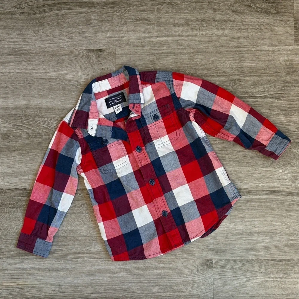 The Children's Place plaid long sleeve button down shirt